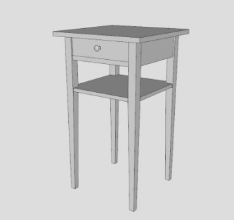 现代白色抽屉床头柜SU模型下载_sketchup草图大师SKP模型
