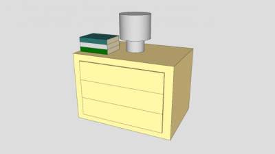 黄色实木床头柜SU模型下载_sketchup草图大师SKP模型