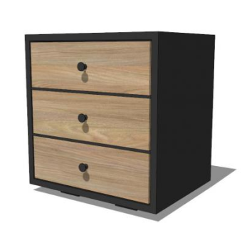现代黑色抽屉床头柜SU模型下载_sketchup草图大师SKP模型