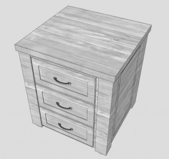 希瑟抽屉床头柜SU模型下载_sketchup草图大师SKP模型