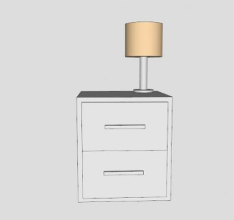 现代白色床头柜抽屉SU模型下载_sketchup草图大师SKP模型
