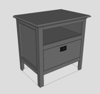实木灰色床头柜SU模型下载_sketchup草图大师SKP模型