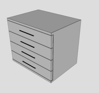 现代白色抽屉柜床头柜SU模型下载_sketchup草图大师SKP模型