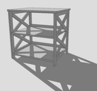 开放式白色床头柜SU模型下载_sketchup草图大师SKP模型