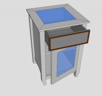玻璃抽屉床头柜SU模型下载_sketchup草图大师SKP模型