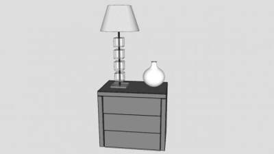 现代灰色床头柜SU模型下载_sketchup草图大师SKP模型