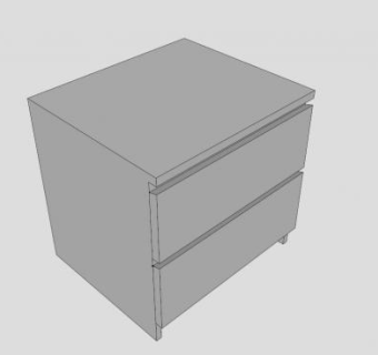 白色抽屉床头柜SU模型下载_sketchup草图大师SKP模型