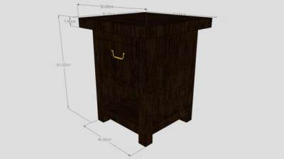 木质床头柜SU模型下载_sketchup草图大师SKP模型