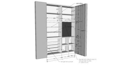 简易鞋柜橱柜一体SU模型下载_sketchup草图大师SKP模型