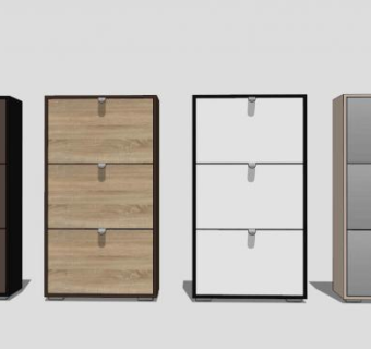 三层鞋柜SU模型下载_sketchup草图大师SKP模型