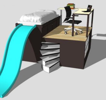 儿童床玩具储物柜SU模型下载_sketchup草图大师SKP模型