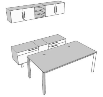 办公室书桌书柜SU模型下载_sketchup草图大师SKP模型