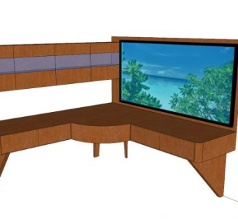 橡木办公桌SU模型下载_sketchup草图大师SKP模型