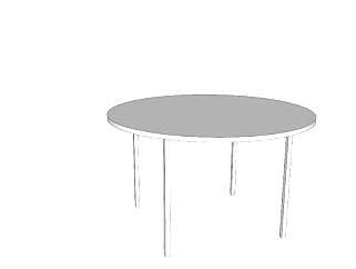 现代白色圆形餐桌SU模型下载_sketchup草图大师SKP模型