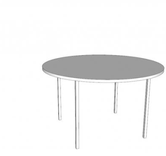 现代白色圆形餐桌SU模型下载_sketchup草图大师SKP模型