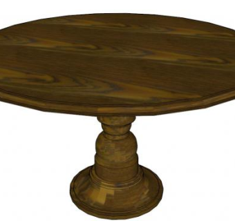 古董圆桌餐桌SU模型下载_sketchup草图大师SKP模型