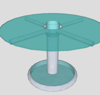 圆形玻璃餐桌SU模型下载_sketchup草图大师SKP模型