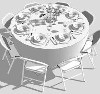 现代圆桌餐桌SU模型下载_sketchup草图大师SKP模型