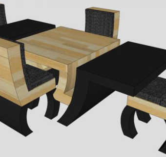 现代餐桌SU模型下载_sketchup草图大师SKP模型