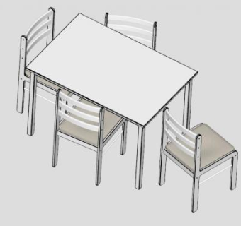 现代白色餐桌SU模型下载_sketchup草图大师SKP模型
