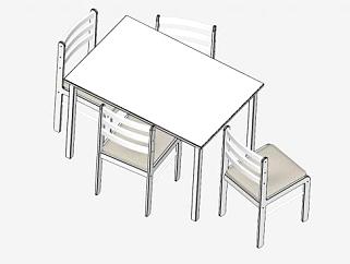 现代白色餐桌SU模型下载_sketchup草图大师SKP模型
