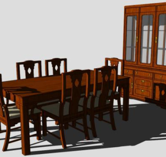 餐厅设备餐桌SU模型下载_sketchup草图大师SKP模型