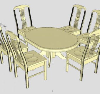 现代餐桌组合SU模型下载_sketchup草图大师SKP模型