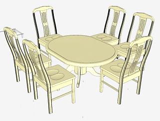 现代餐桌组合SU模型下载_sketchup草图大师SKP模型
