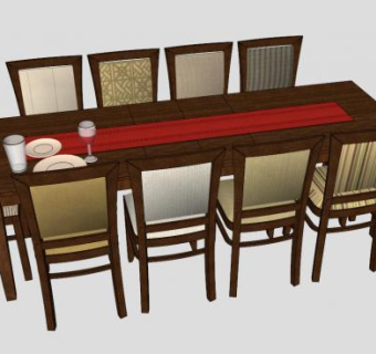 现代餐桌台SU模型下载_sketchup草图大师SKP模型
