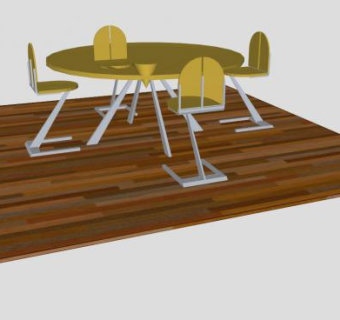休闲黄色餐桌SU模型下载_sketchup草图大师SKP模型
