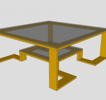 正方形餐桌咖啡桌SU模型下载_sketchup草图大师SKP模型