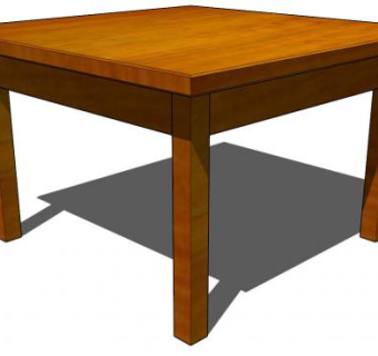 实木方桌茶几SU模型下载_sketchup草图大师SKP模型