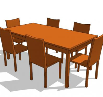 实木饭桌餐桌SU模型下载_sketchup草图大师SKP模型