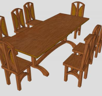 简易餐桌SU模型下载_sketchup草图大师SKP模型