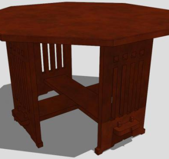八角桌红木餐桌SU模型下载_sketchup草图大师SKP模型
