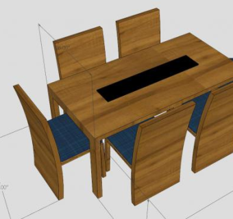 橡木多人餐桌SU模型下载_sketchup草图大师SKP模型