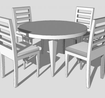 简易餐桌圆桌SU模型下载_sketchup草图大师SKP模型