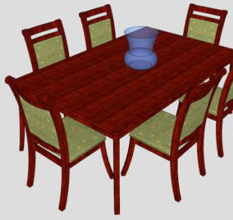 樱桃木餐桌SU模型下载_sketchup草图大师SKP模型
