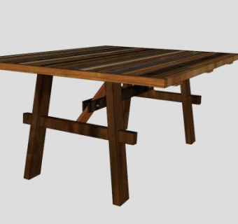 方形餐桌SU模型下载_sketchup草图大师SKP模型