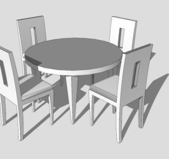 简易圆形餐桌SU模型下载_sketchup草图大师SKP模型