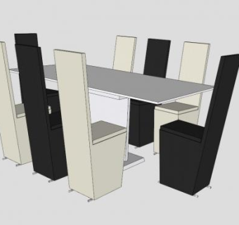 现代餐饮餐桌SU模型下载_sketchup草图大师SKP模型