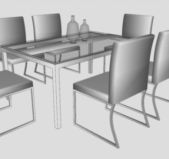 现代餐厅布艺餐桌SU模型下载_sketchup草图大师SKP模型