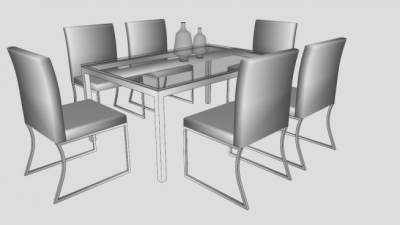 现代餐厅布艺餐桌SU模型下载_sketchup草图大师SKP模型