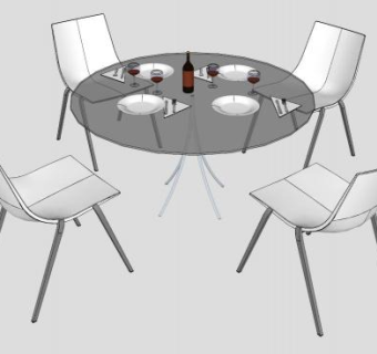 现代圆形餐桌SU模型下载_sketchup草图大师SKP模型