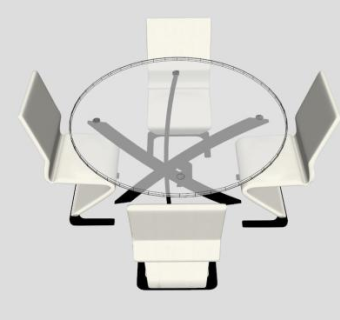 玻璃圆形餐桌SU模型下载_sketchup草图大师SKP模型
