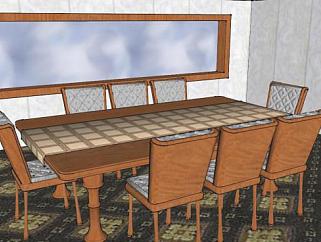 <em>方形餐桌</em>座椅SU模型下载_sketchup草图大师SKP模型