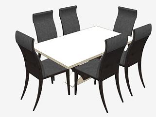 现代黑色餐桌<em>座椅</em>SU模型下载_sketchup草图大师SKP模型