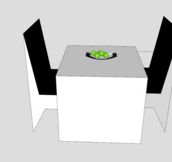 双人黑白餐桌SU模型下载_sketchup草图大师SKP模型