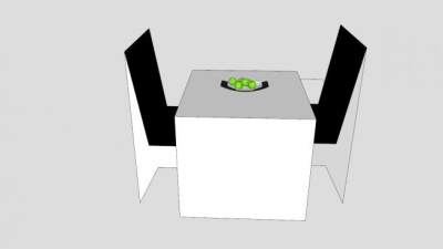 双人黑白餐桌SU模型下载_sketchup草图大师SKP模型