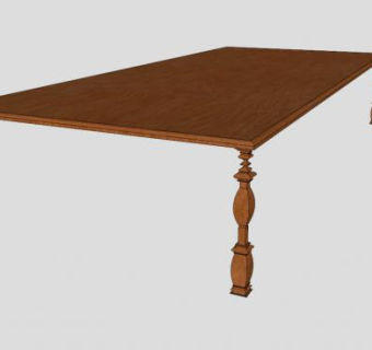 樱桃木方形餐桌SU模型下载_sketchup草图大师SKP模型